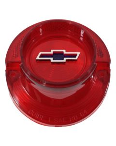 Full Size Chevy Taillight Lens Red with Blue Dot Bowtie Logo, 1964