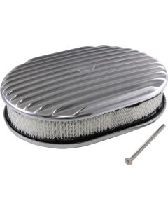 Chevy Air Cleaner, Oval Full Finned Polished Aluminum, 12"