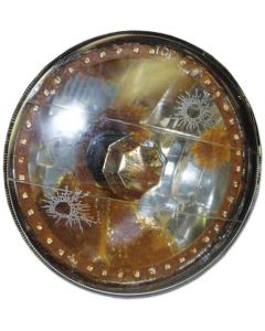 Chevy 5 3/4 Inch Round White Diamond Rat Rod Headlights With Single Color LED Halo, 1958-1976