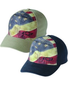 Chevrolet Bowtie American Flag Cap, Khaki