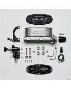 1959-1987 El Camino  Wilwood Master Cylinder Kit, Bare Aluminum Tandem, with Bracket & Valve, 1.0" Bore