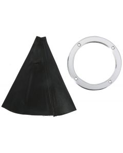 Billet Aluminum Round Shifter Boot Ring, Satin Finish, With Boot, Lokar
