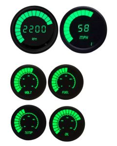 Intellitronix Green Complete Bargraph Gauge Set With Black Bezel