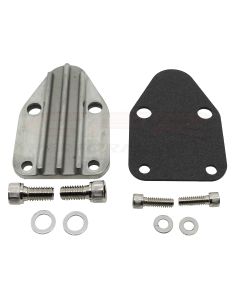 Chevy Small Block Zinc Alloy Fuel Pump Block Off Plate, Raw Finish