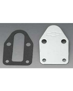 Chevy Small Block Chrome Bowtie Fuel Pump Block-Off Plate, 1955-1957