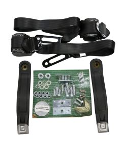 Chevelle Seat Belt & Shoulder Harness Kit, Front, 3-Point Retractable, Black, 1964-1965
