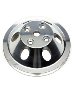1969-1972 Chevelle & Malibu Water Pump Pulley, Small Block, Single Groove, Chromed Billet Aluminum, For Cars With Long Water Pump