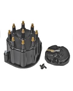 Chevelle & Malibu Distributor Cap & Rotor,  With MaleTerminals, For Billet Flame-Thrower Distributor, PerTronix, Black,1964-83