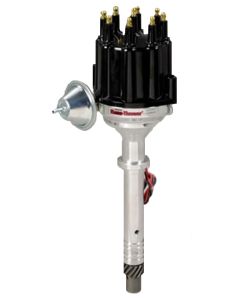 Chevelle & Malibu Ignitor II Electronic Distributor, V8, Billet Aluminum, With Male Terminals, Black Cap, Flame-Thrower, PerTronix, 1964-83
