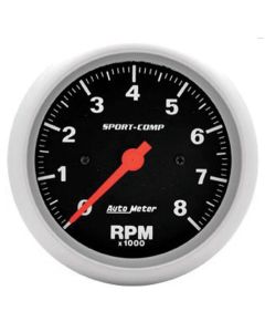 Chevelle & Malibu Tachometer, In-Dash Mount, 8,000 RPM, Sport-Comp Series, AutoMeter, 1964-72