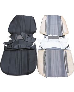 PUI Chevelle Seat Covers, Bucket, Leather, Coupe & Convertible, Black, 1970