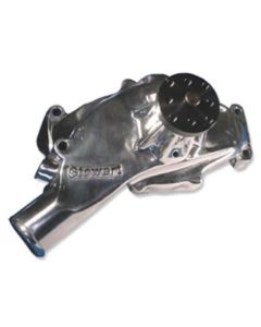 Chevelle & Malibu Water Pump, Big Block Polished Aluminum, Hi-Flo, Short, Stewart, 1965-1968