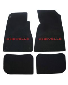 1964-67 Chevelle Lloyds Ultimat Black Front/Rear Floor Mats Red Chevelle Logo