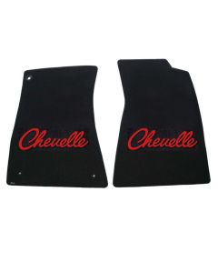 1968-69 Chevelle Lloyds Ultimat Black Front Floor Mats Red Chevelle Logo