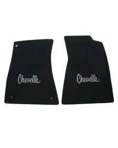 1970-72 Chevelle Lloyds Ultimat Black Front Mats Silver Chevelle Logo
