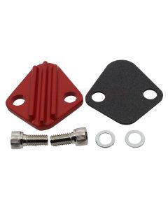 Chevy Big Block Zinc Alloy Fuel Pump Block Off Plate, Red