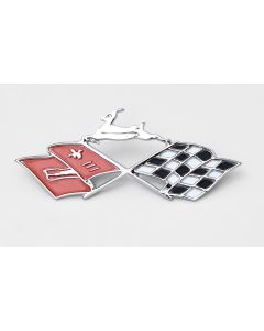 Full Size Chevy Console Shift Plate Emblem, Crossed-Flags, Impala SS,1961-1962