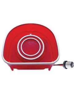Full Size Chevy LED Taillight Lens, Red, With Three SS TrimRings, Impala & Caprice, 1968