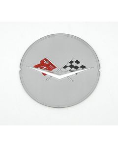 Full Size Chevy Wheel Spinner Insert, With Crossed-Flags Logo, Silver, 1959-1960