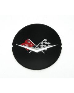 Full Size Chevy Wheel Spinner Insert, With Crossed-Flags Logo, Black,1959-1960