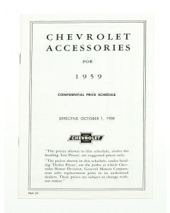 Full Size Chevy Accessory List Folder, 1959