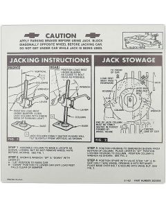 Jack Stowage/Jacking Instructions Sheet,Hdtp/Sedan,1963