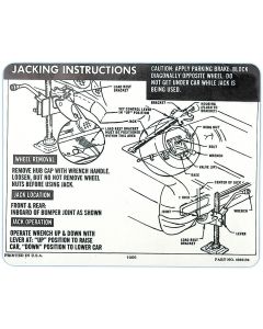 Full Size Chevy Jack Stowage & Jacking Instructions Sheet, Hardtop & Sedan, 1966