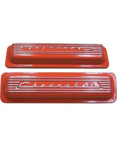 Full Size Chevy Valve Covers, Classic-Style, Aluminum, Orange, 1958-1972