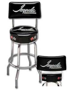 Full Size Chevy Bar Stool, With Backrest & Impala Script Logo