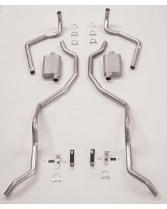 1960-1964 Chevy Dual Exhaust System, Aluminized 2 1/2", Small Block, With Quickflow Mufflers