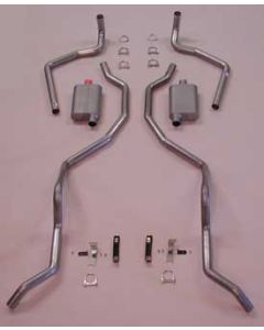 Full Size Chevy Dual Exhaust System, 2-1 & 2", Small Block,Stainless Steel, With Quickflow Mufflers, 1960-1964