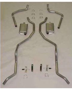Full Size Chevy Dual Exhaust System, Aluminized 2-1 & 2", 409ci, With Turbo Mufflers, 1962-1964