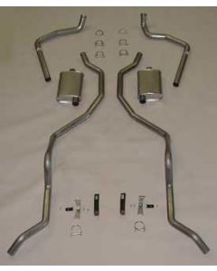 Full Size Chevy Dual Exhaust System, Stainless Steel 2-1 & 2", 409ci, With Turbo Mufflers, 1962-1964