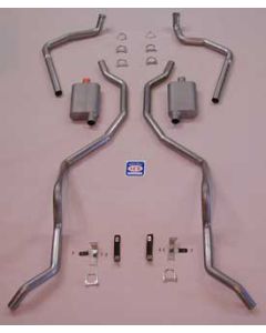 Full Size Chevy Dual Exhaust System, 2-1 & 2", 409ci, Stainless Steel, With Quickflow Mufflers, 1962-1964