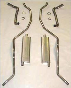 Full Size Chevy Dual Exhaust System, 348 & 409ci, 2-1 & 2",Stainless Steel, Wagon & El Camino, 1960-1964