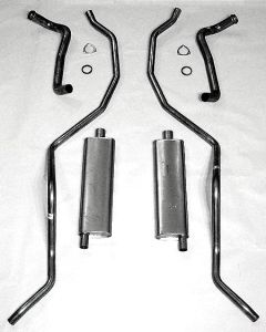 Full Size Chevy Aluminized Dual Exhaust System, 1960-62 348ci High Performance, 1962 Early, 1963-1964 409ci Except 2 x 4-Barrel Carburetors