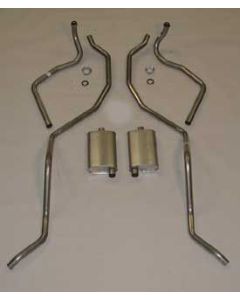 Full Size Chevy Dual Exhaust System, 2", Stainless Steel, Except Wagon & El Camino, 1960-1964