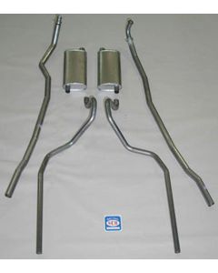 Full Size Chevy Dual Exhaust System, Small Block, 283 & 327ci, Stainless Steel, 1965-1966