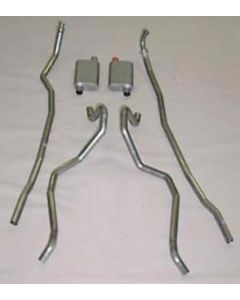 Full Size Chevy Dual Exhaust System, Small Block, With Stock 2" Exhaust Manifolds, 2-1 & 2", Turbo, Aluminized, 1965-1966