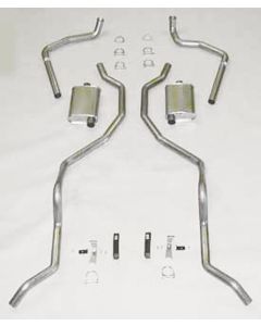 1965-1966 Chevy Dual Exhaust System Small Block With Stock 2" Exhaust Manifolds 2-1 & 2" Turbo Stainless Steel
