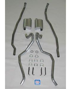 Full Size Chevy Dual Exhaust System, Big Block, With Stock Exhaust Manifolds, 2-1 & 2", Turbo, Stainless Steel, 1965-1966