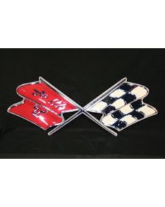 Full Size Chevy Metal Sign, Cross Flags