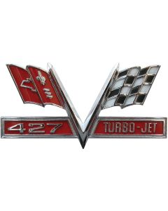 Full Size Chevy Metal Sign, 427 Turbo-Jet Cross Flags