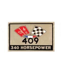 Full Size Chevy Air Cleaner Decal, 409ci/340hp Crossed-Flags, 1964-1965