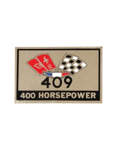 Full Size Chevy Air Cleaner Decal, 409ci/400hp Crossed-Flags, 1964-1965