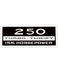Full Size Chevy Valve Cover Decal, Turbo-Thrift, 250ci/155hp, 6-Cylinder, 1966