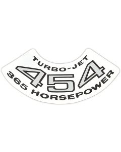 Full Size Chevy Turbo-Jet Air Cleaner Decal, 454ci/365hp, 1970
