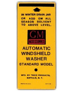 Full Size Chevy GM Windshield Bottle Bracket Decal, 1958-1961