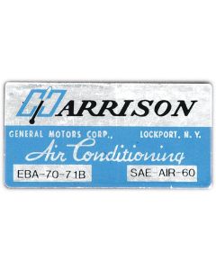 Full Size Chevy Air Conditioning Evaporation Decal, Harrison, 1971