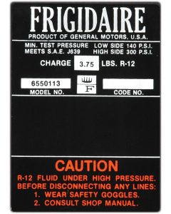 Full Size Chevy Air Conditioning Compressor Decal, Frigidaire, 1967